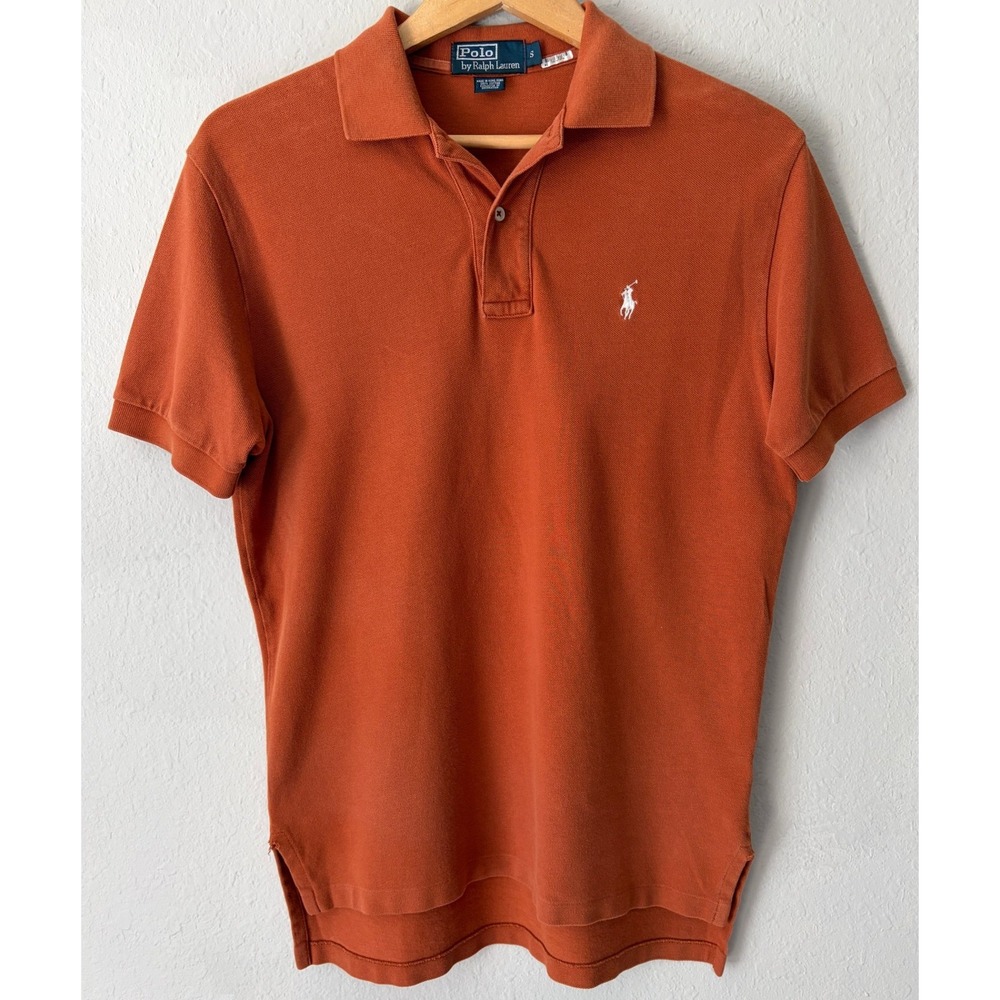 Vintage 90s Polo Ralph Lauren Mens Burnt Orange Pique Polo Shirt S UT Longhorns